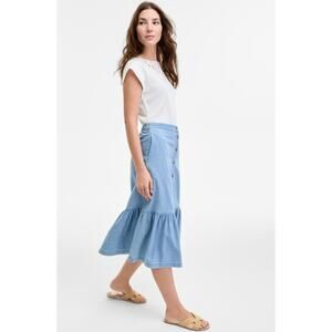 Madewell Women's Skirt Long Blue Medium Wash Button Front Size 16